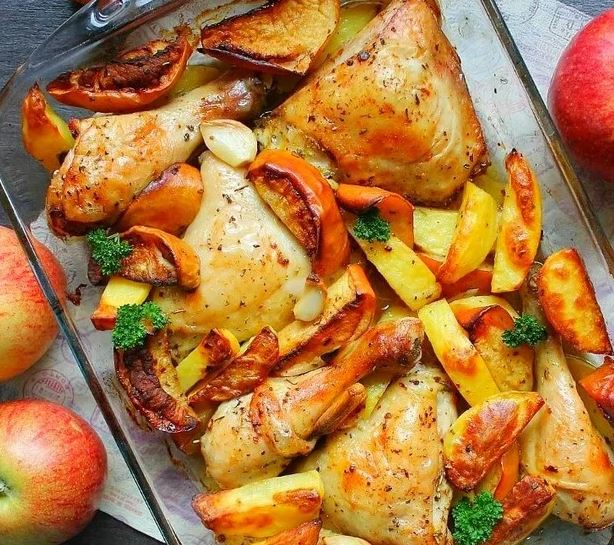 Ужин в новом свете: запеченная курица с картофелем и овощами