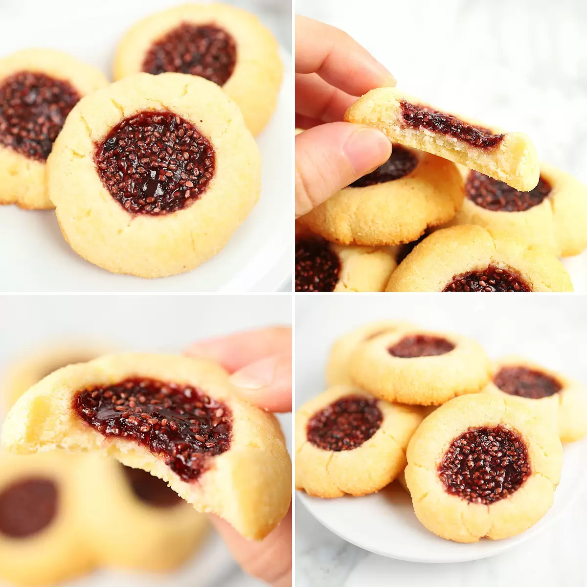 Низкоуглеводное шоколадно-ванильное песочное печенье с чиа и джемом без глютена