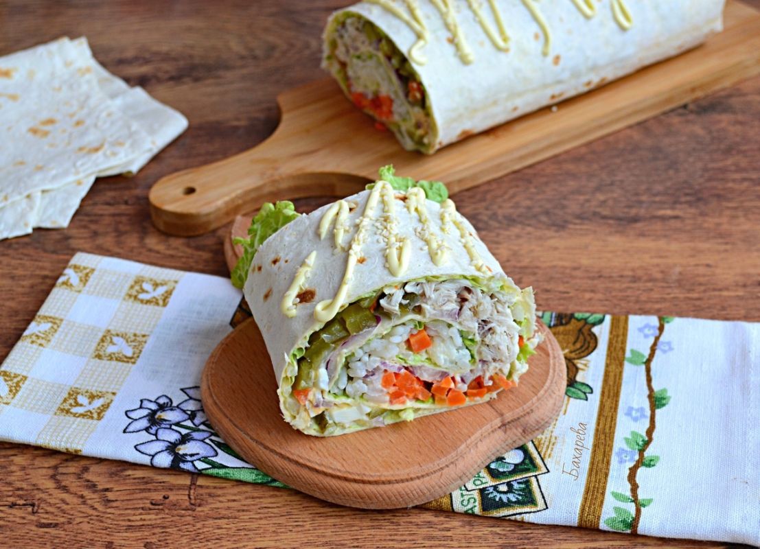 Правила рыбалки: вкусный рыбный салат в лаваше, который покорит сердцу